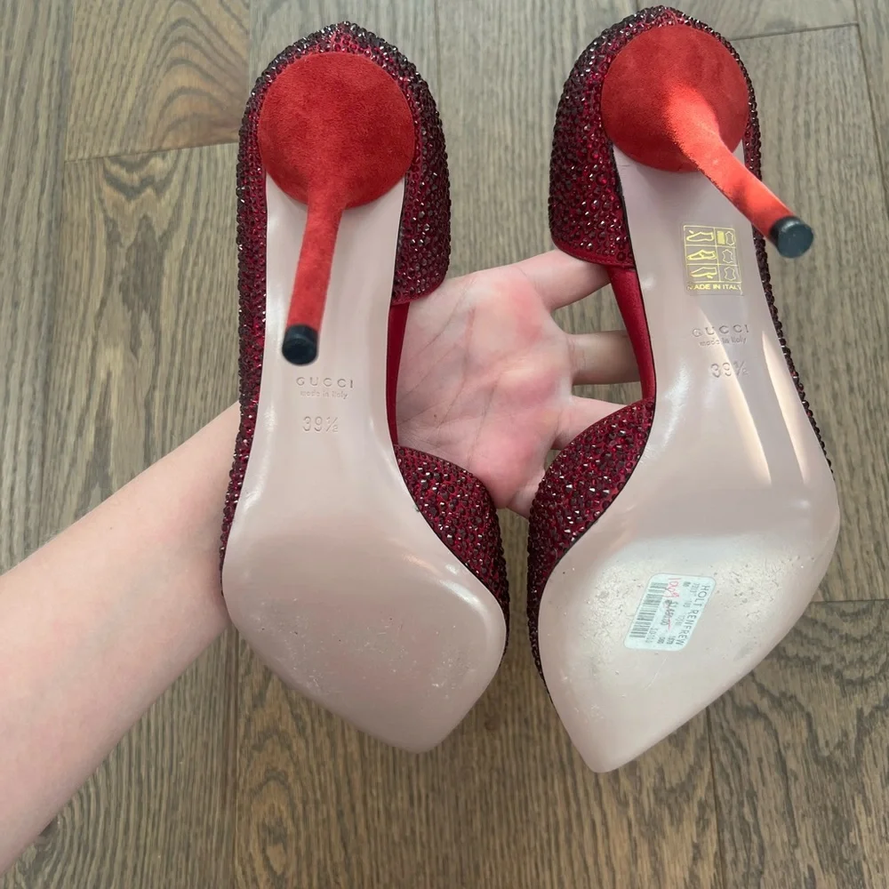 Gucci Red Crystal-Embellished Women's Heels - Picture 6 of 8